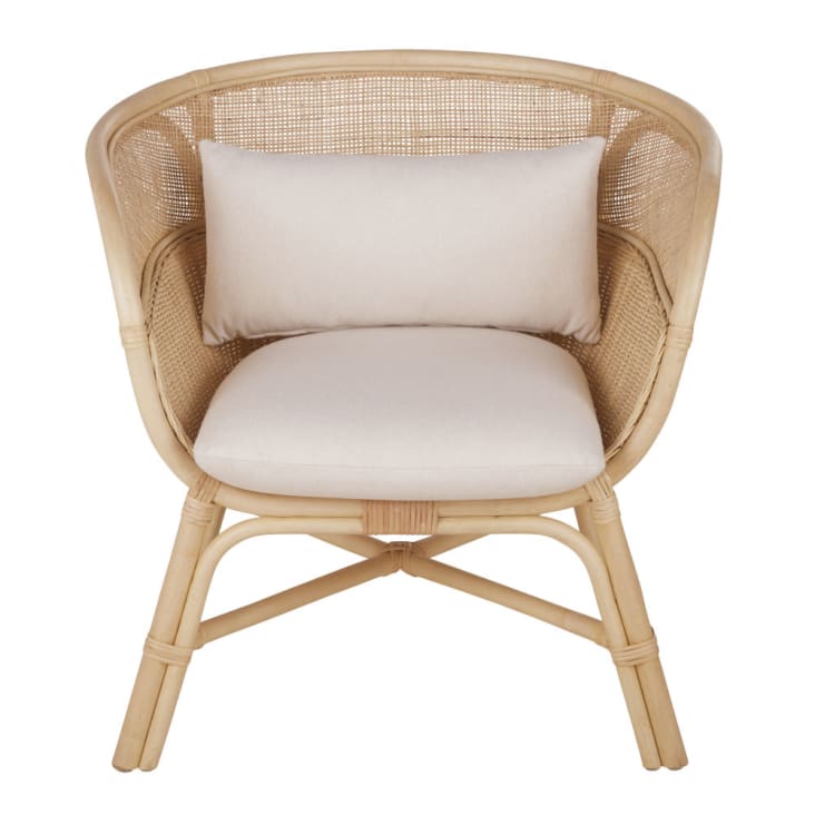 Maisons du Monde Marsa Business - Sillón profesional en color crudo y ratán beige Últimos 2 días