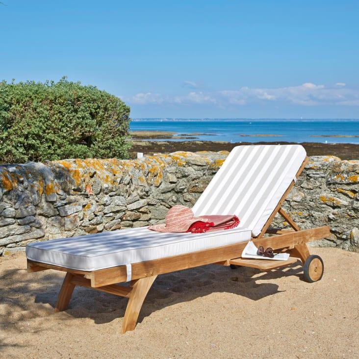 Maisons du Monde Oleron - Tumbona con ruedas de madera de teca maciza Último día