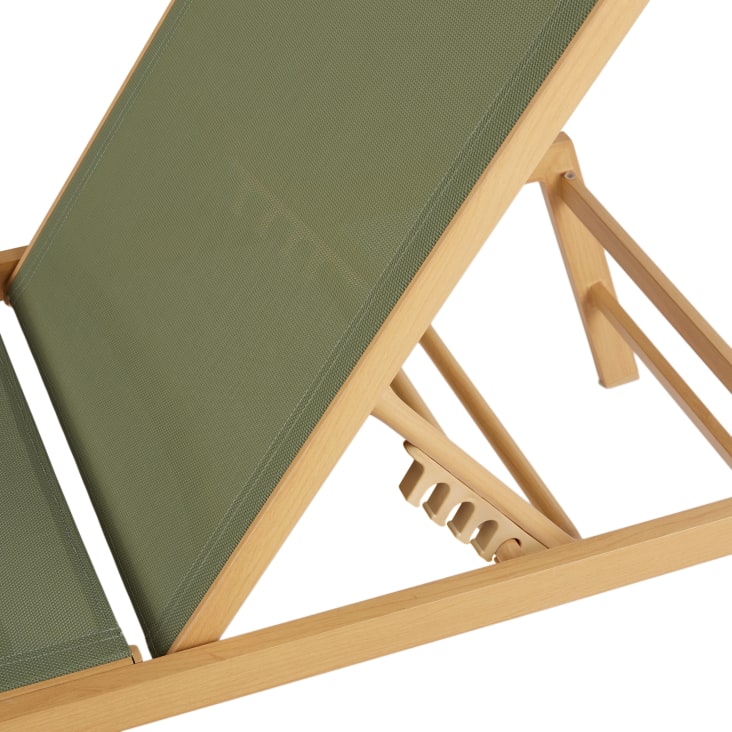 Maisons du Monde Hawai - Tumbona de aluminio efecto madeira y tela plastificada verde caqui Promoción trimestral