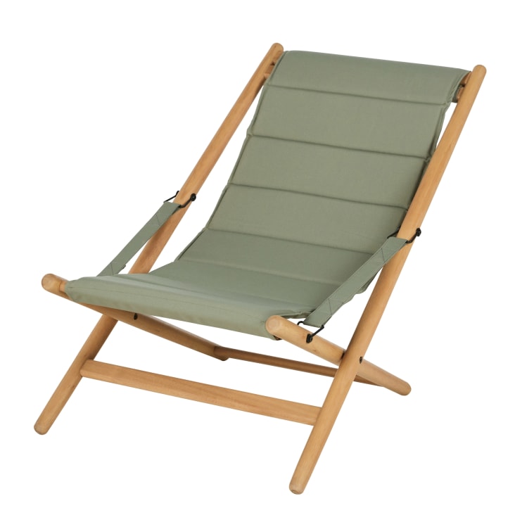 Maisons du Monde Varna - Hamaca de madera de eucalipto y poliéster reciclado verde caqui