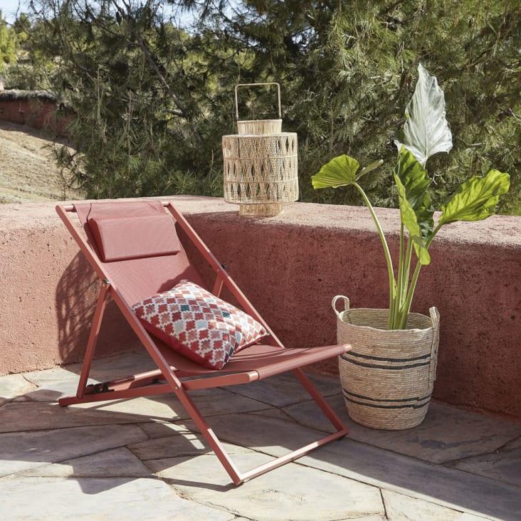 Maisons du Monde Split - Tumbona de acero y tela plastificada terracota Tienda de fábrica