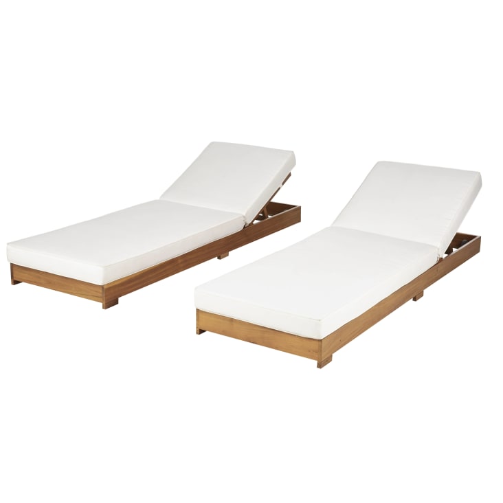 Maisons du Monde Tossa - Tumbona doble de madera de acacia y tejido de poliéster reciclado color crudo Precios de Black Friday