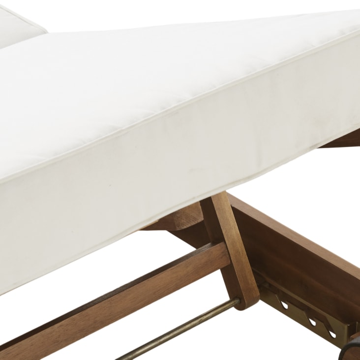 Maisons du Monde Tossa - Tumbona con ruedas de madera maciza de acacia y cojines crudos de poliéster reciclado Libre de impuestos