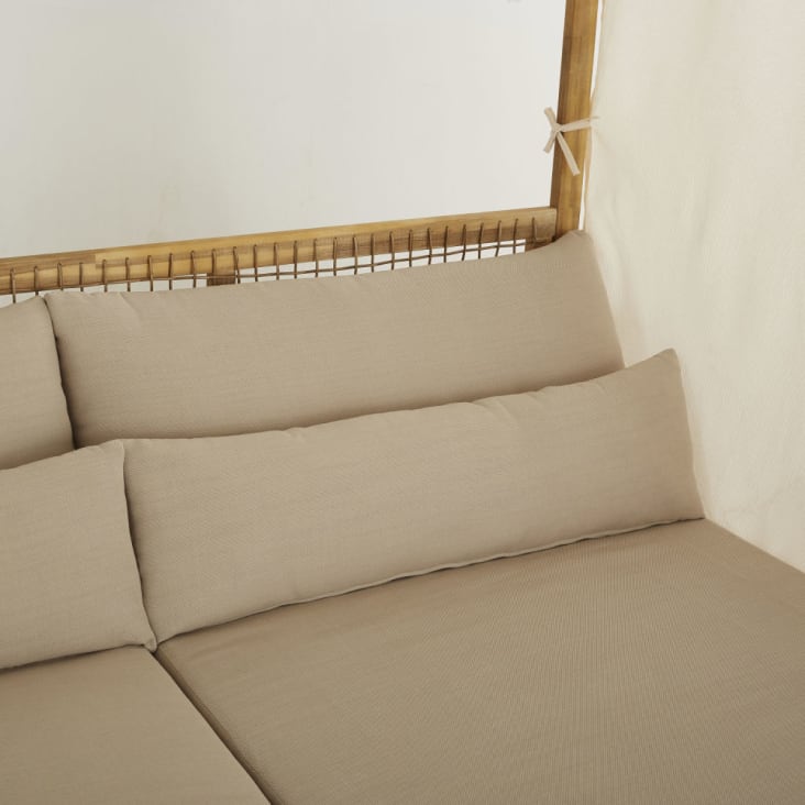 Maisons du Monde Maupiti - Cama con dosel de exterior de resina trenzada y tela marrón claro Última moda