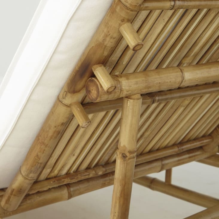 Maisons du Monde Robinson - Tumbona de bambú con tela color crudo Descuento por venta flash