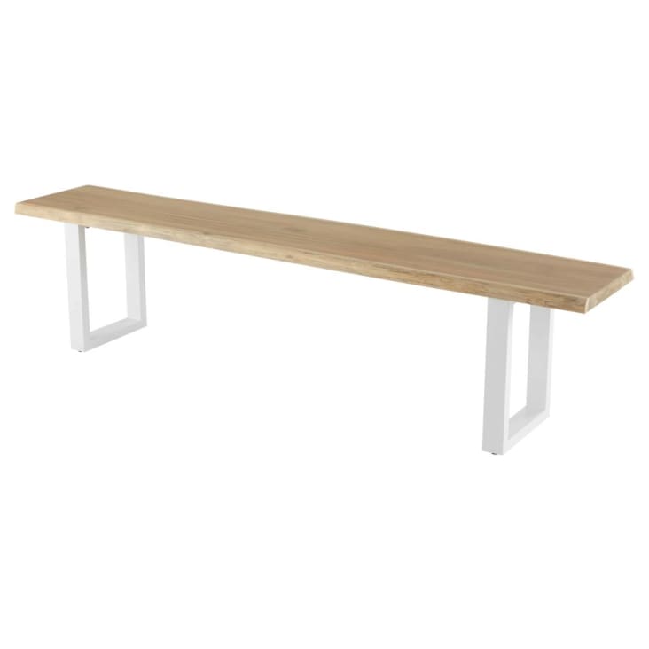 Maisons du Monde Pianosa - Banco de jardín de acacia maciza y acero blanco Ofertas especiales