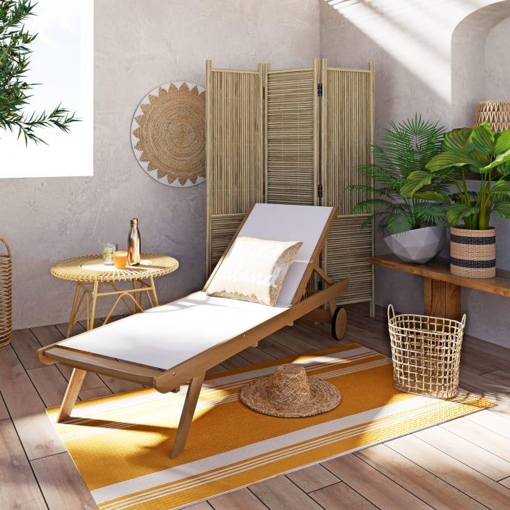 Maisons du Monde Luiana - Banco de jardín de teca maciza efecto veteado Rebajas de fin de temporada