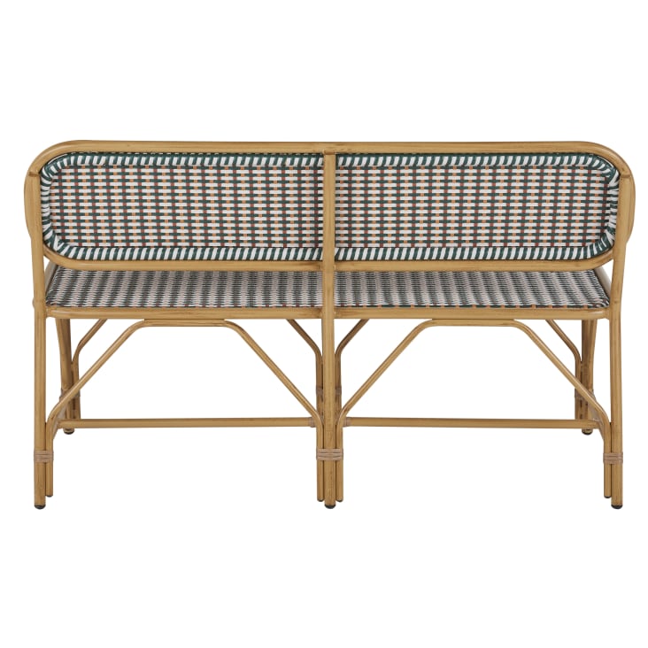 Maisons du Monde Choppy Business - Banco de comedor de exterior profesional de aluminio efecto madera y resina trenzada multicolor Precio ultrabajo