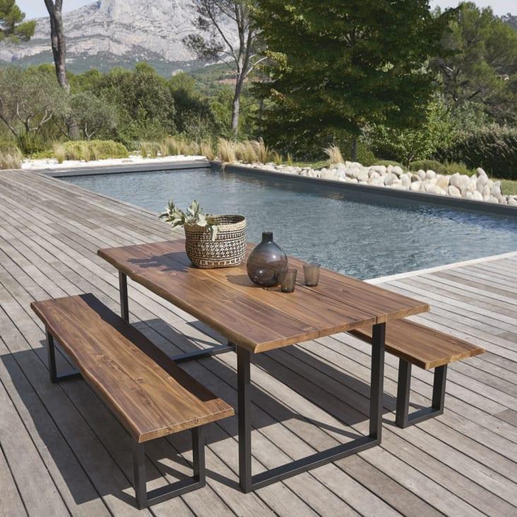 Maisons du Monde Pianosa - Banco de jardín de acero macizo y acero negro Devoluciones gratuitas