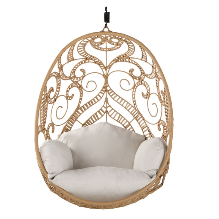 Maisons du Monde Boayana - Sillón colgante de jardín de resina que imita al ratán cojín crudo En línea