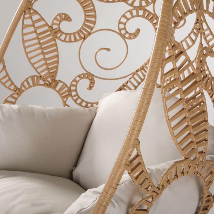 Maisons du Monde Boayana - Sillón colgante de jardín de resina que imita al ratán cojín crudo En línea