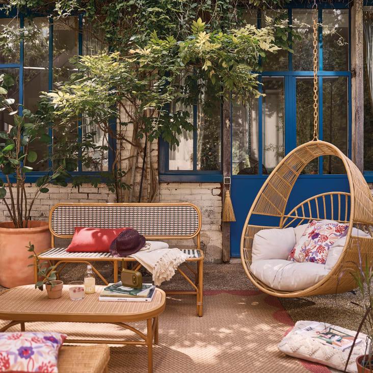 Maisons du Monde Cerese - Sillón colgante exterior de resina efecto ratán con cojín crudo Outlet online