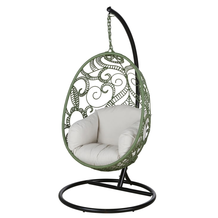 Maisons du Monde Boayana - Sillón colgante exterior de resina verde con cojín crudo Rebajas