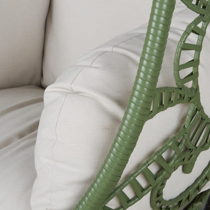 Maisons du Monde Boayana - Sillón colgante exterior de resina verde con cojín crudo Rebajas