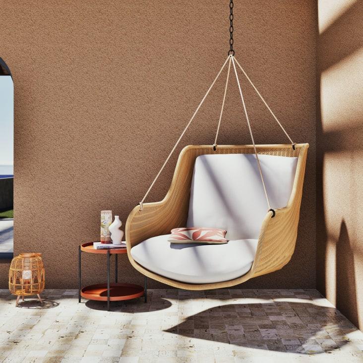Maisons du Monde Malva - Sillón colgante de exterior de resina y cojín blanco Venta caliente