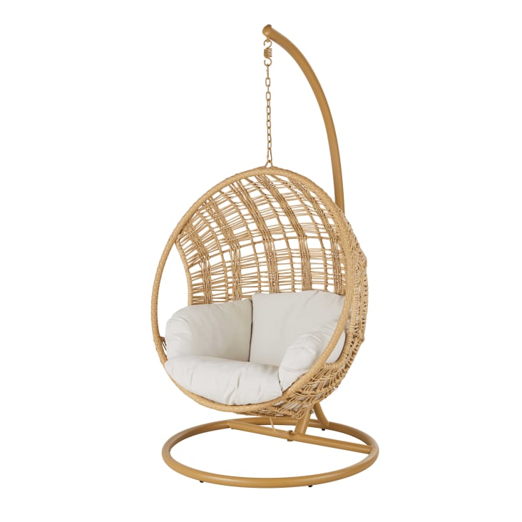 Maisons du Monde Parma - Sillón colgante de exterior de resina y cojín color crudo En oferta