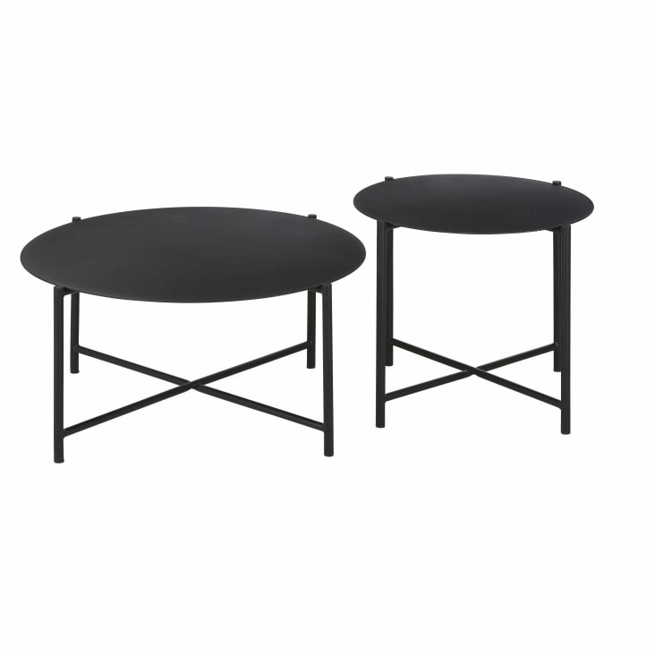 Maisons du Monde Calum - Mesa baja redonda de exterior de acero negro D. 54 Ventas relámpago