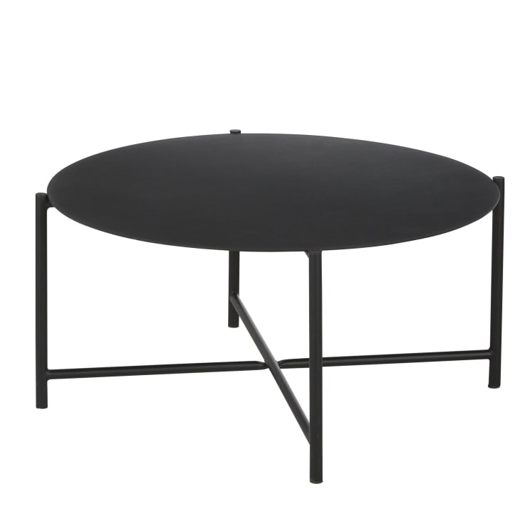 Maisons du Monde Calum - Mesa baja redonda de exterior de acero negro D. 74 Descuento