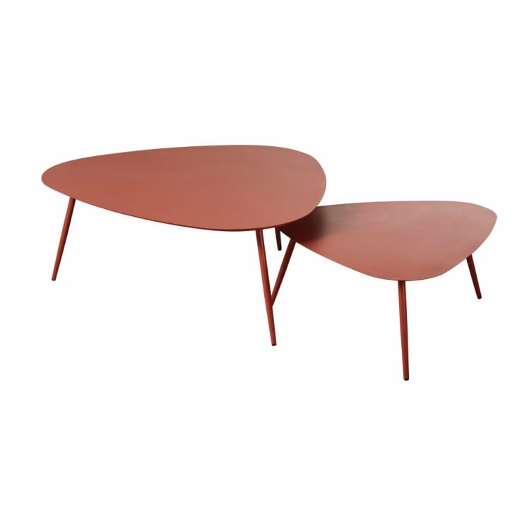 Maisons du Monde Humpa - Mesas apilables de jardín de metal terracota mate