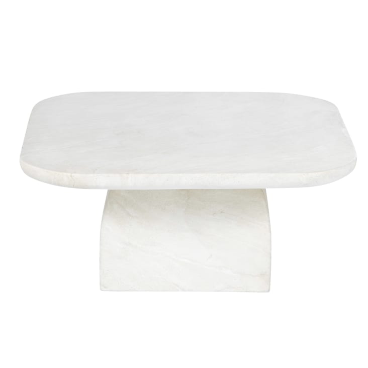Maisons du Monde Cyrielle - Mesa baja de exterior de travertino efecto hormigón beige