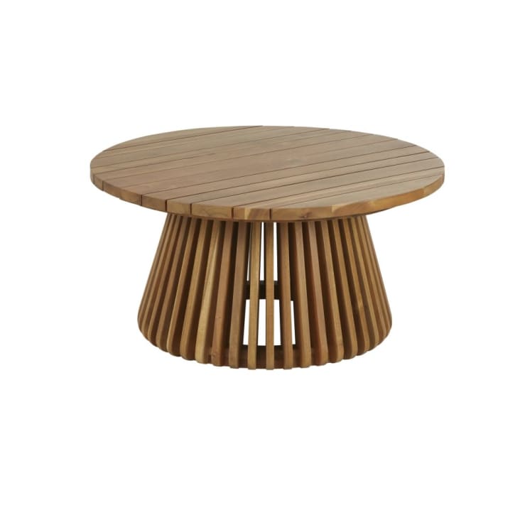 Maisons du Monde Baya - Mesa baja de jardín redonda de madera de acacia maciza
