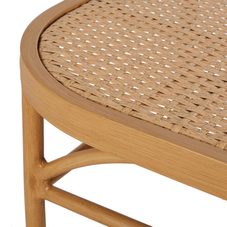 Maisons du Monde Luzara - Mesa baja de exterior de aluminio beige y resina trenzada efecto ratán Últimos 2 días