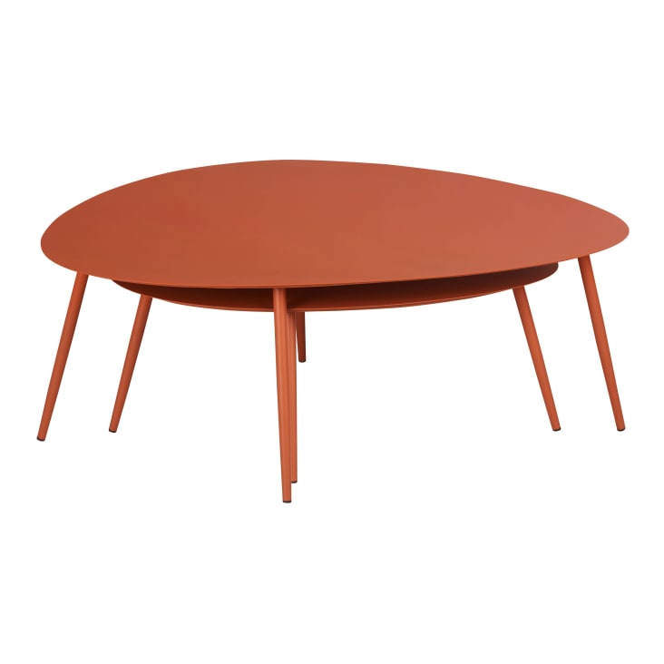 Maisons du Monde Lumpa - Set de 2 mesas de jardín apilables de acero color terracota Precio de fábrica