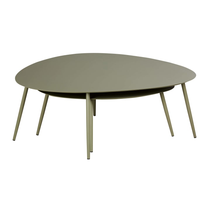 Maisons du Monde Lumpa - Set de 2 mesas apilables de acero verde caqui Promoción por tiempo limitado