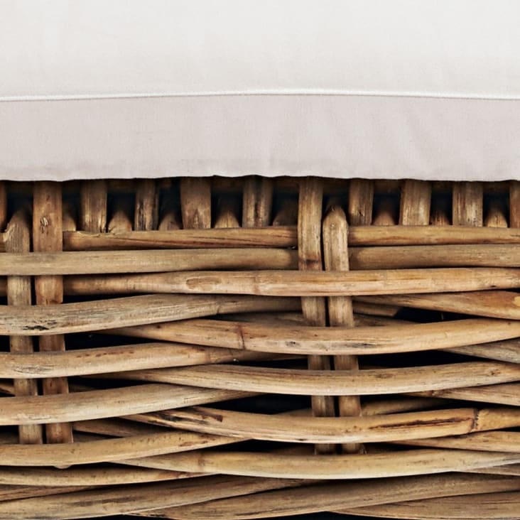Maisons du Monde St Tropez - Chaise longue para sofá de jardín modular de mimbre y cojines crudo Liquidación