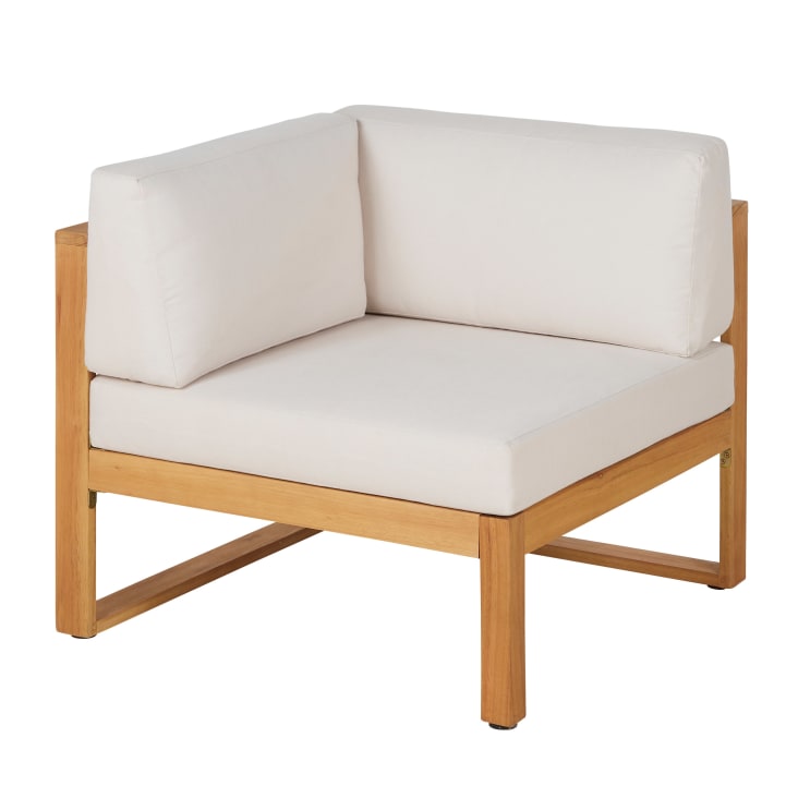Maisons du Monde Livio - Módulo esquinero para sofá de exterior modulable de madera de eucalipto y poliéster reciclado color crudo Tienda de fábrica