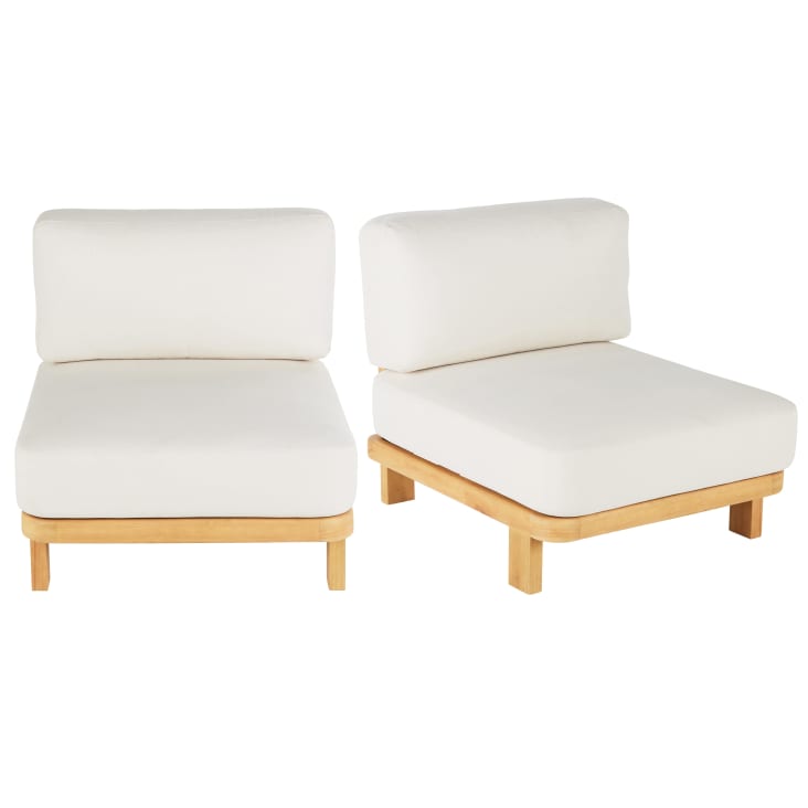 Maisons du Monde Nalya Business - Módulos para sofá profesionales de exterior de madera de eucalipto y poliéster reciclado color crudo (x2) Limitado a 3 días