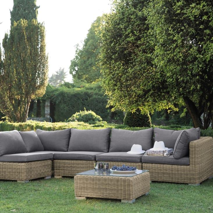 Maisons du Monde St Raphaël - Módulo sin brazos de jardín de resina trenzada reciclada Descuentos del mes