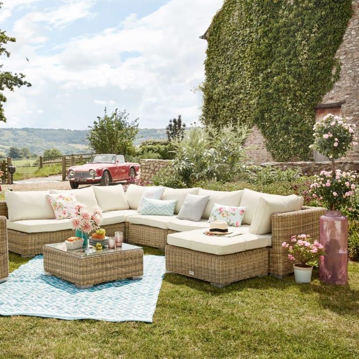 Maisons du Monde St Raphaël - Esquina de sofá de jardín de resina trenzada Última moda