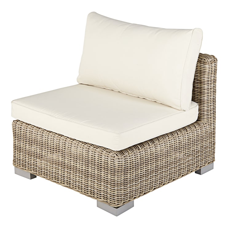 Maisons du Monde Sardaigne - Módulo de jardín de resina trenzada reciclada en beige y cojines crudo