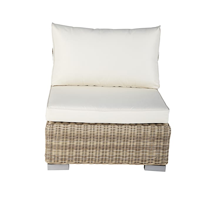 Maisons du Monde Sardaigne - Módulo de jardín de resina trenzada reciclada en beige y cojines crudo En oferta