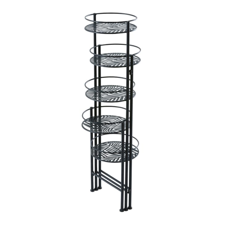 Maisons du Monde NIASSA - Soporte para plantas de metal calado negro con motivos vegetales Promoción trimestral