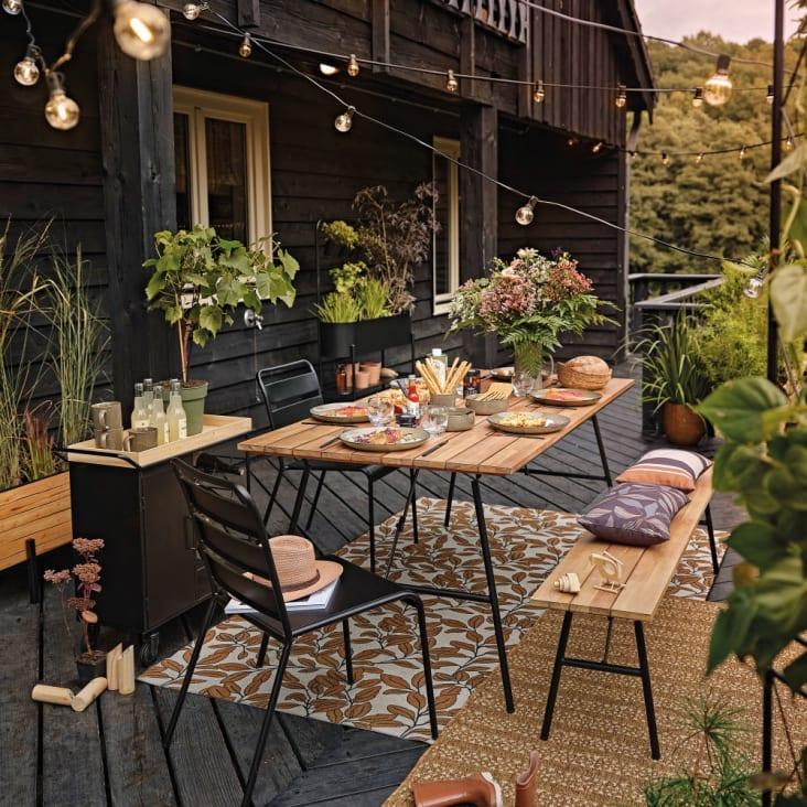 Maisons du Monde AUCKLAND - Jardinera de metal negro con 4 tarros Envío internacional gratuito