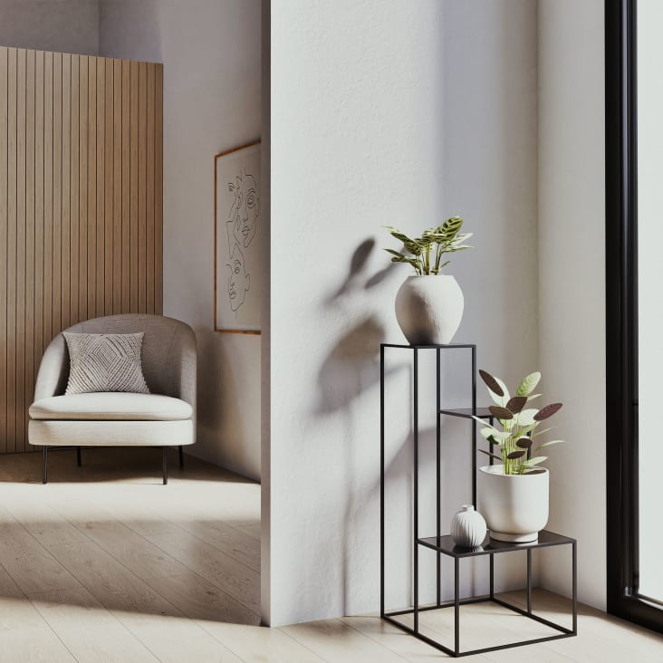 Maisons du Monde LUCIA - Soporte para plantas con diseño de torre en metal negro Limitado a 3 días