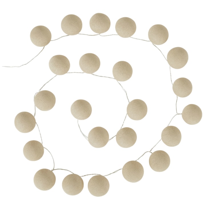 Maisons du Monde MALLORCA - Guirnalda luminosa de algodón beige con 24lucesLED para exteriores L.760