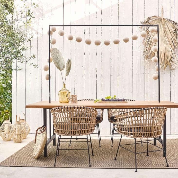 Maisons du Monde MALLORCA - Guirnalda luminosa de algodón beige con 24lucesLED para exteriores L.760 Descuento por venta flash