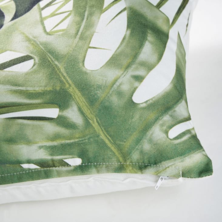 Maisons du Monde MADIDI - Cojín blanco con estampado de hojas verde 45x45 Ofertas