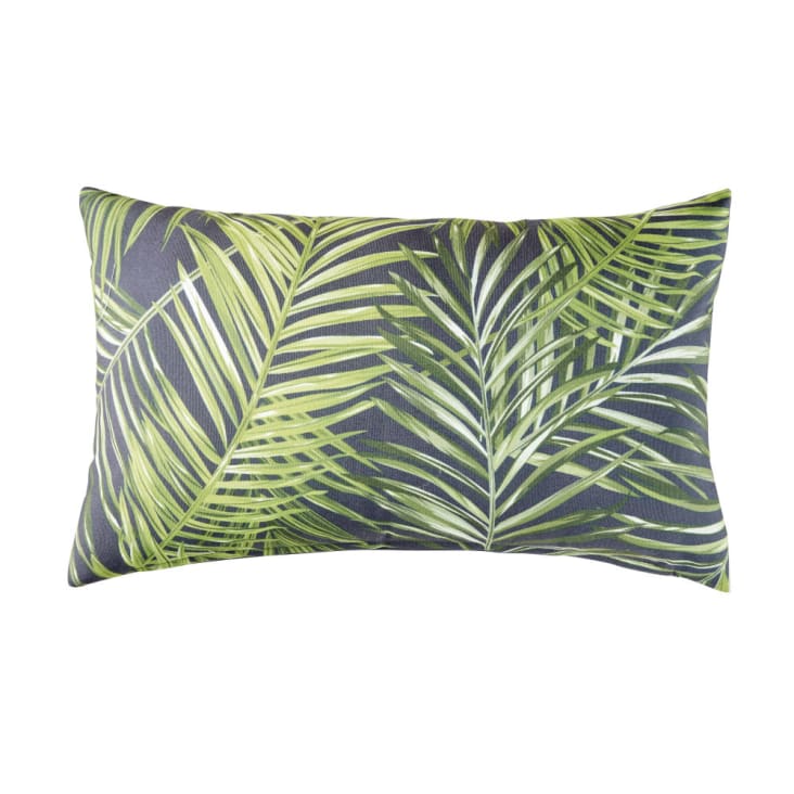 Maisons du Monde PUNTARENA - Cojín verde y negro con estampado de hojas 30x50
