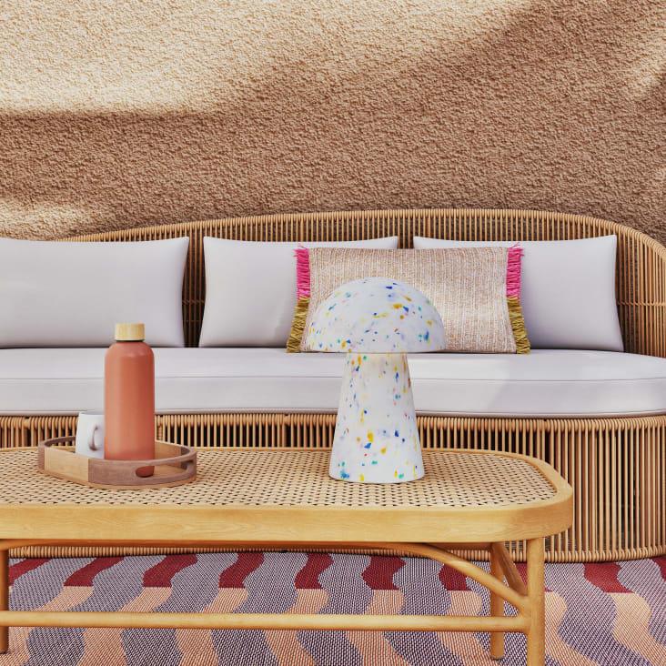 Maisons du Monde Bazan - Cojín de exterior con flecos tricolor Rebajas baratas