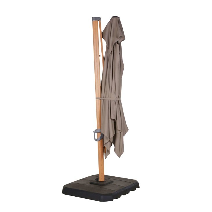 Maisons du Monde Shadow Business - Sombrilla con brazo lateral profesional 3 x 3m de aluminio efecto madera y tela de poliéster reciclado color topo Rebajas de fábrica