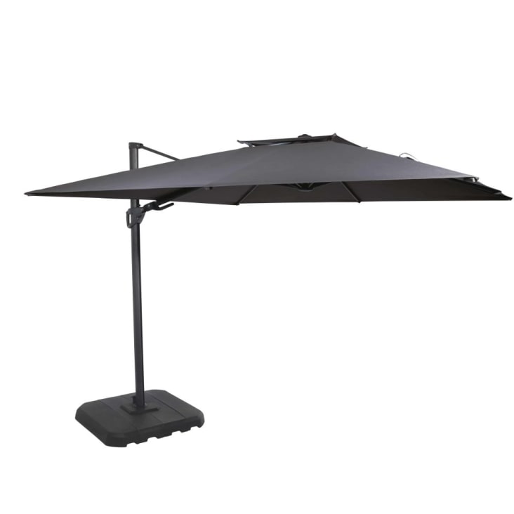 Maisons du Monde Shadow Business - Sombrilla con brazo lateral profesional de aluminio con pata de tela de color gris antracita 3 x 3 m