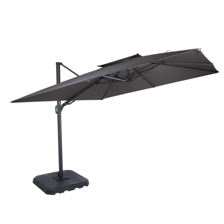 Maisons du Monde Shadow Business - Sombrilla con brazo lateral profesional de aluminio con pata de tela de color gris antracita 3 x 3 m Ventas relámpago