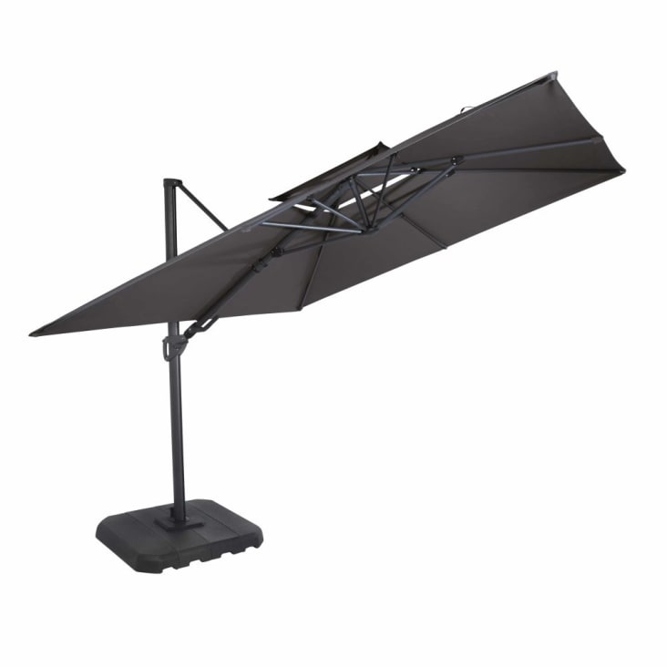 Maisons du Monde Shadow Business - Sombrilla con brazo lateral profesional de aluminio con pata de tela de color gris antracita 3 x 3 m Ventas relámpago