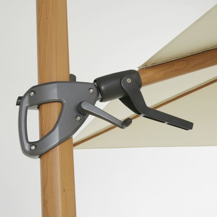 Maisons du Monde Shadow - Sombrilla profesional de aluminio con base de imitación de madera tejido crudo 3m x 3m Rebajas top