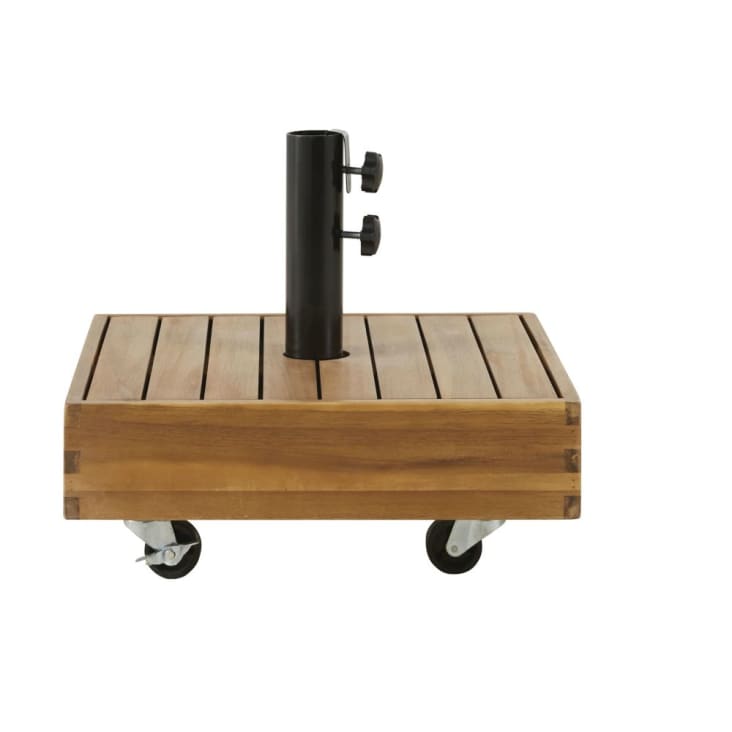 Maisons du Monde Portimao - Pie de parasol de hormigón recubierto de madera de acacia maciza con ruedas 35 kg Envío gratis