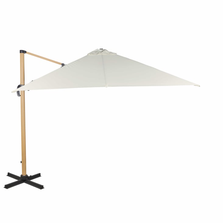 Maisons du Monde Aguadila - Sombrilla con brazo lateral 3 x 3m de aluminio efecto madera y tela color crudo Oferta especial